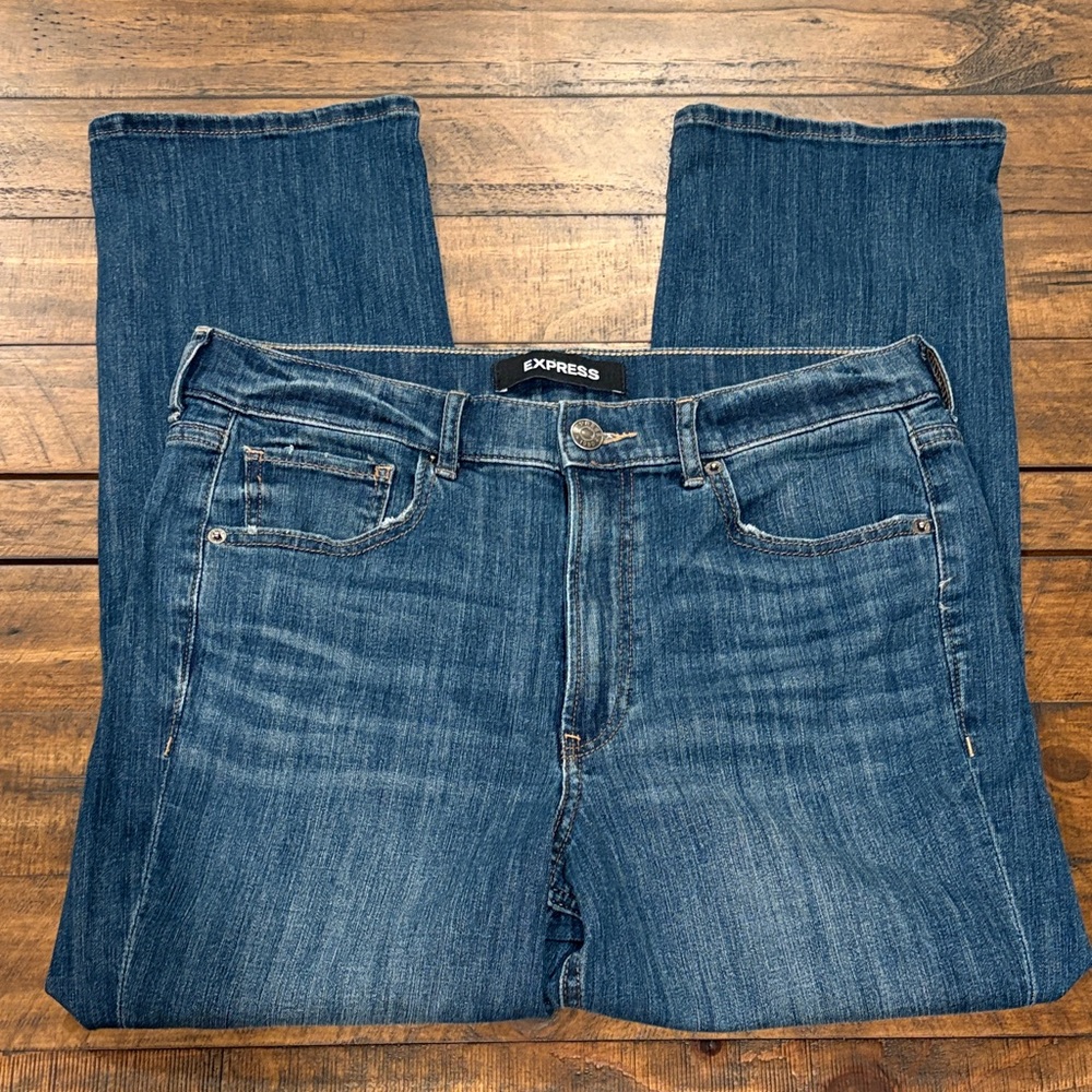 Express Women Classic Blue High Rise Denim Straight Leg Stretch Jean Size 10S